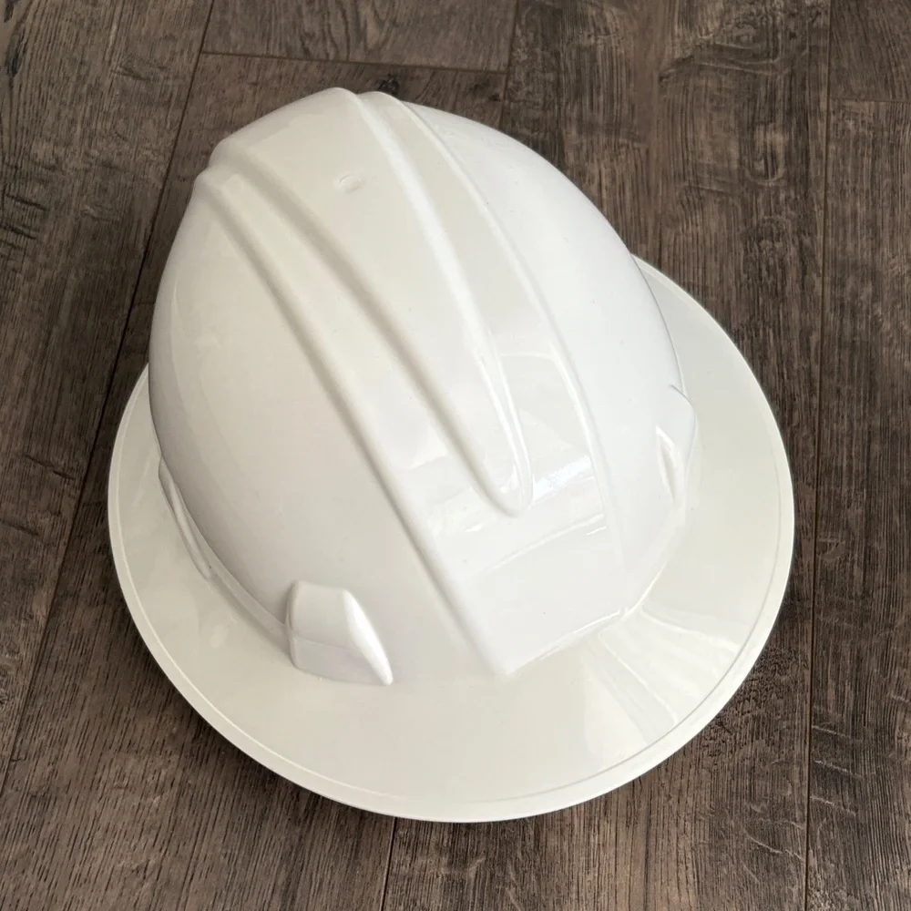 White Construction Safety Hard Hat - Protective Work Helmet